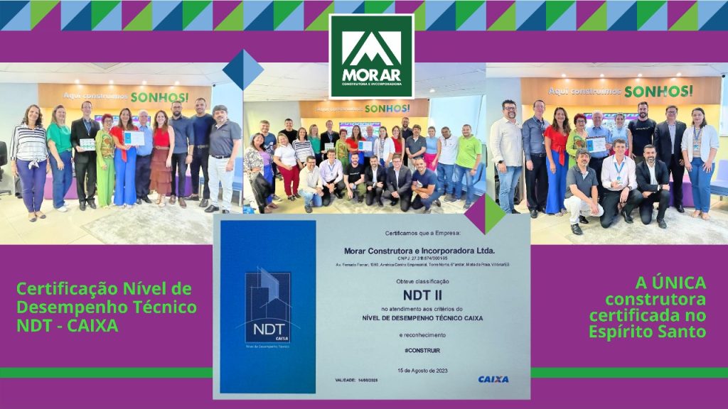 Evento de entrega da certificação NDT para a Morar Construtora. Imagem para post sobre NDT: o que é e o que significa a certificação da Caixa recebida pela Morar.